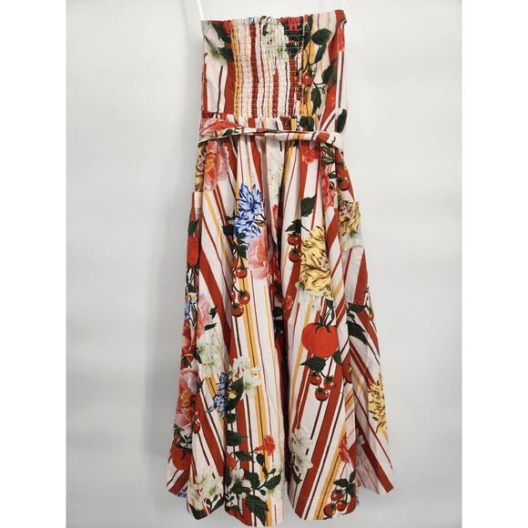 NWT Anthropologie Maeve Strapless Belted A-Line Floral Midi Dress Sz XS #9M405 - Picture 6 of 13